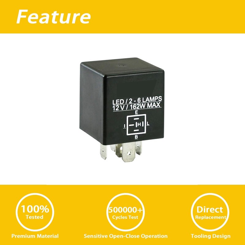 GROBARPART LED Turn Signal Flasher Relay 5 Pin Compatible with Ford F150 98-10 | Compatible with F-250 F-350 F-450 F-550 F250 F350 F450 F550 Super Duty 98-10 | Compatible with RAM 1500 2500 3500 98-10 - Image 5